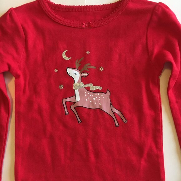 New Christmas Pajamas 2T Reindeer Red Pink Top Pants Tutu Skirt Reindeer - Picture 3 of 7